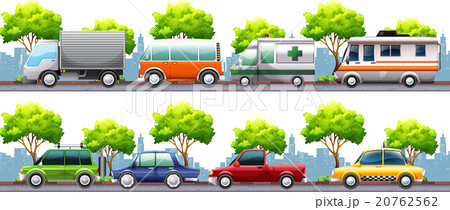 Different kind of transportations on the road 20762562