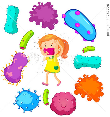 Little girl and bacteria around her 20762726