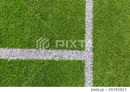 White line on the green soccer field White line on the green soccer field 20763827