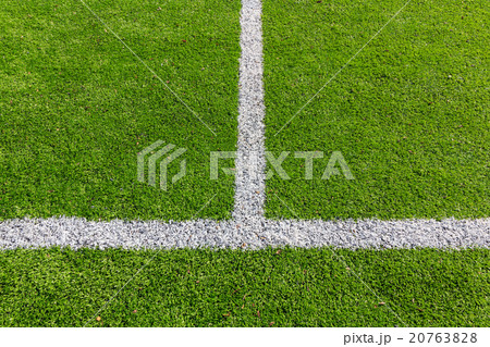 White line on the green soccer field White line on the green soccer field 20763828