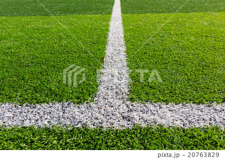 White line on the green soccer field White line on the green soccer field 20763829