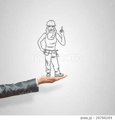 Caricatures of businesswoman in palm 20766204