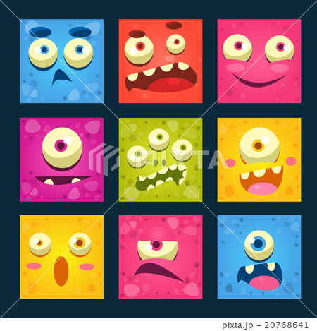 Cartoon Monster Faces Vector Set.  20768641