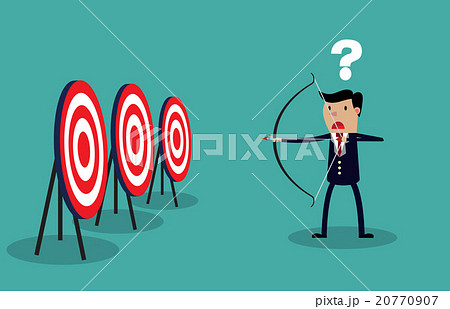 Cartoon businessman with bow and arrow  20770907