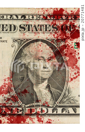 US one Dollar bill, close up, blood US one Dollar bill, close up, blood 20771481