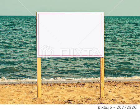 Blank billboard on sandy beach.Just add your text. Blank billboard on sandy beach.Just add your text. 20772826