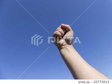 拳の突き上げ（青空） 20773613