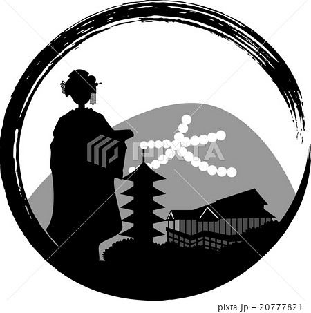 舞妓 京都シルエット 円のイラスト素材 7771