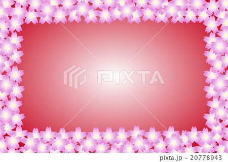 背景素材壁紙 サクラ さくら 桜の花 満開 枠 フレーム メッセージカード コピースペース 招待状 のイラスト素材 7743
