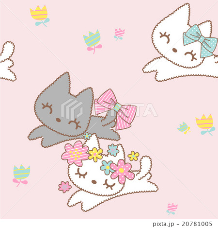 かわいいネコのシームレスパターン 20781005
