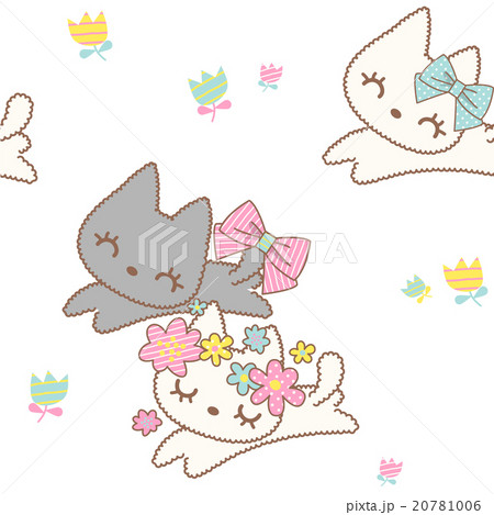 かわいいネコのシームレスパターン 20781006