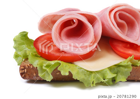 sandwich with ham and vegetables isolated sandwich with ham and vegetables isolated 20781290