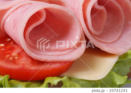sandwich with ham and vegetables isolated macro sandwich with ham and vegetables isolated macro 20781291