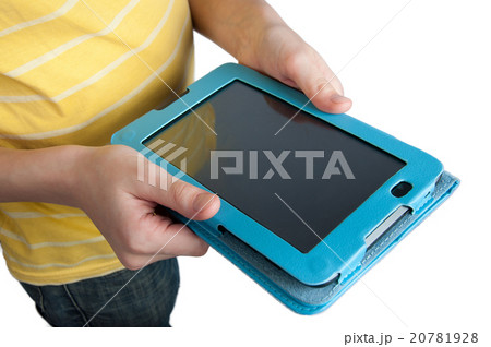 Kid's hands holding digital tablet isolated 20781928