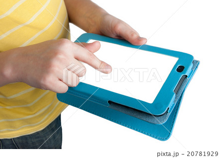 Kid's hands holding digital tablet isolated Kid's hands holding digital tablet isolated 20781929