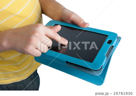 Kid's hands holding digital tablet isolated 20781930