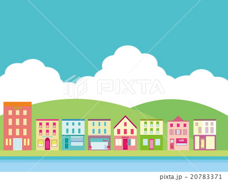 街並み 海 雲 山のイラスト素材 7371
