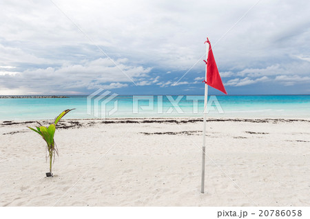 Lifeguard flag on caribbean beach 20786058
