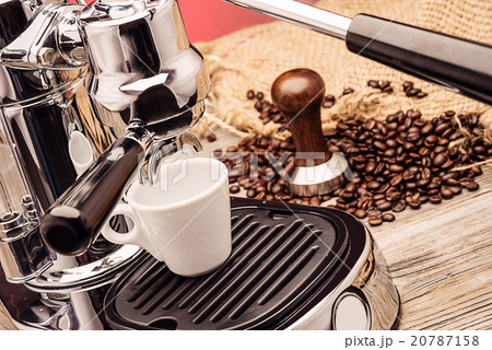 professional manual silver coffee machine with cup 20787158
