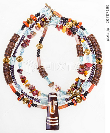 african style necklace from gemstones and coconut 20787199