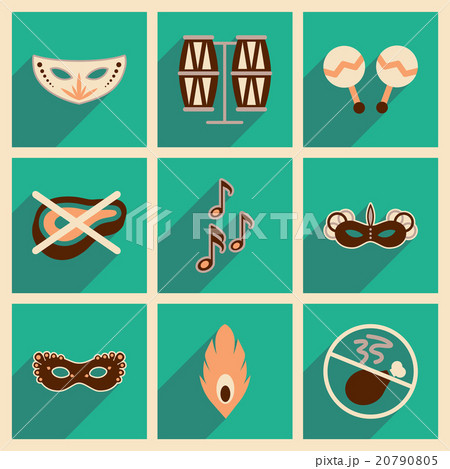 Concept of flat icons with long shadow Brazilian Concept of flat icons with long shadow Brazilian 20790805