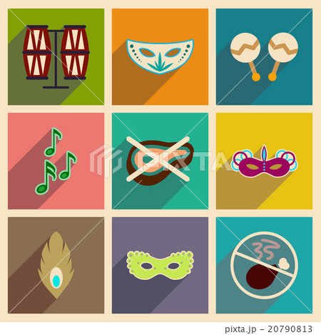 Concept of flat icons with long shadow Brazilian Concept of flat icons with long shadow Brazilian 20790813