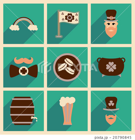 Concept of flat icons with long shadow St. Patrick 20790845