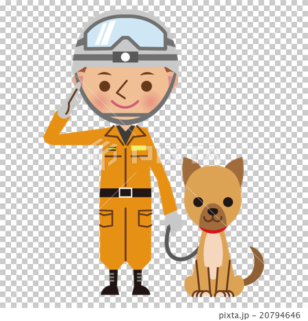レスキュー隊員と救助犬 20794646