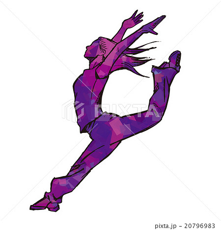 女性ダンサーのスケッチ風 パープル のイラスト素材 7969