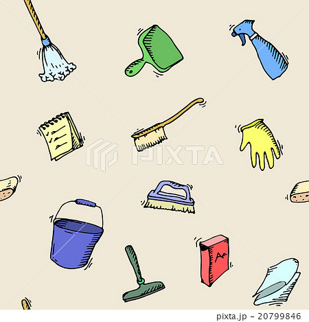Seamless doodle pattern of house cleaning icons 20799846