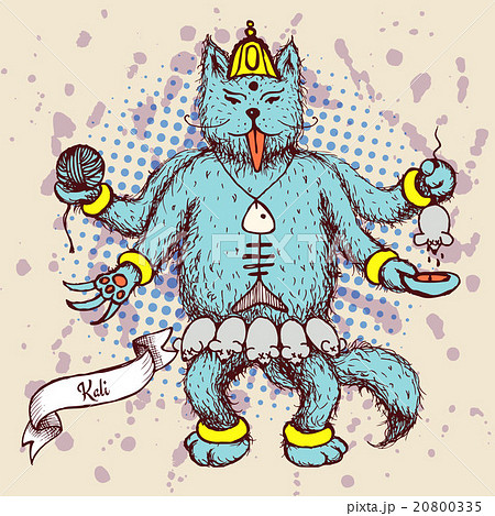 Kali indian god in cat cartoon 20800335