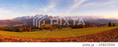 Panorama of snowy Tatra mountains in spring Panorama of snowy Tatra mountains in spring 20803006