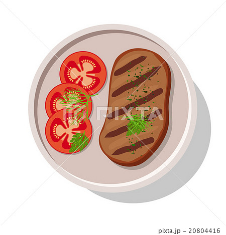 Grilled meat steak with tomatoes. Vector Grilled meat steak with tomatoes. Vector 20804416