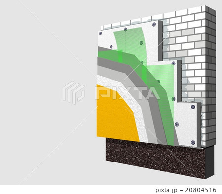 Polystyrene wall insulation 3d scheme Polystyrene wall insulation 3d scheme 20804516