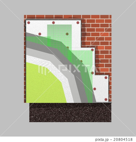 Polystyrene wall insulation 3d scheme Polystyrene wall insulation 3d scheme 20804518