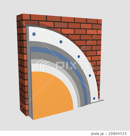 Polystyrene wall insulation 3d scheme Polystyrene wall insulation 3d scheme 20804533