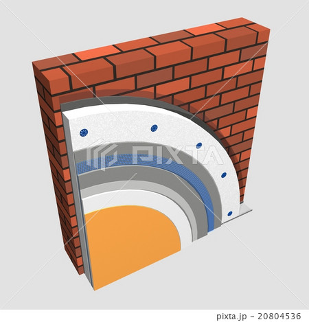 Polystyrene wall insulation 3d scheme Polystyrene wall insulation 3d scheme 20804536