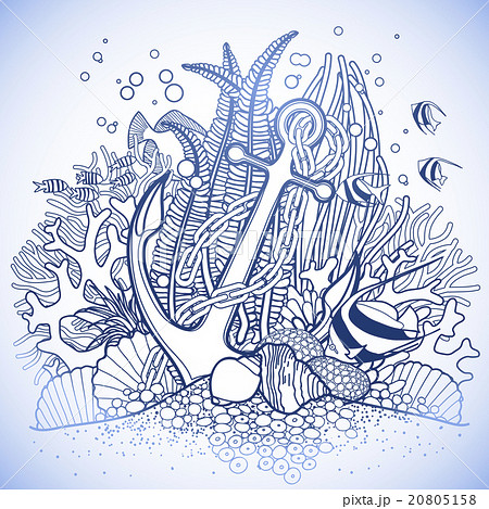 Anchor and coral reef Anchor and coral reef 20805158