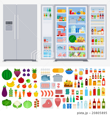 Refrigerator full of different products Refrigerator full of different products 20805895