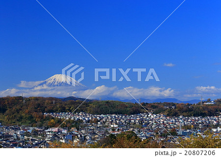 大磯から望む富士山と住宅街 20807206