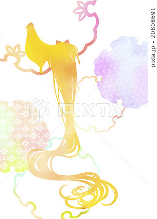 オナガドリと雪輪の年賀状 20808691