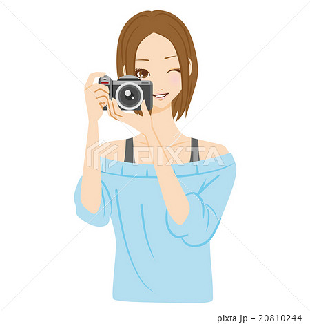 カメラ女子 構えるのイラスト素材 20810244 Pixta