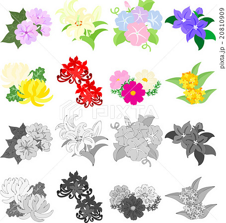 いろいろな花のアイコン のイラスト素材