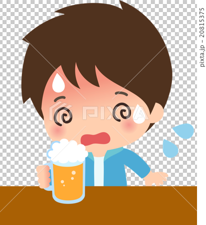 お酒を飲んで目を回す若い男性のイラスト素材