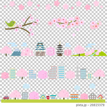 例證套櫻花和日本風景 20815379