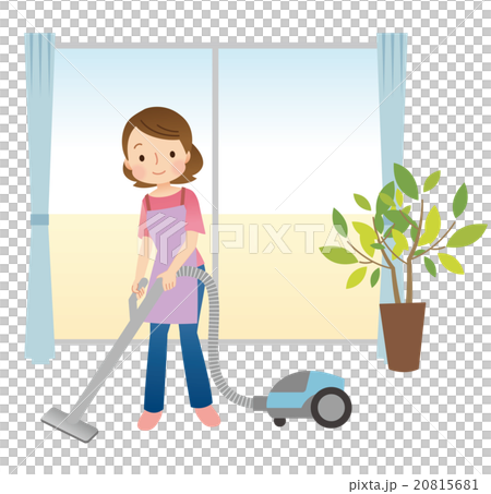 A lady housewife putting a vacuum cleaner - Stock Illustration ...