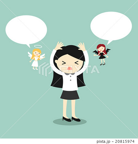 Business woman with angel and devil. Business woman with angel and devil. 20815974