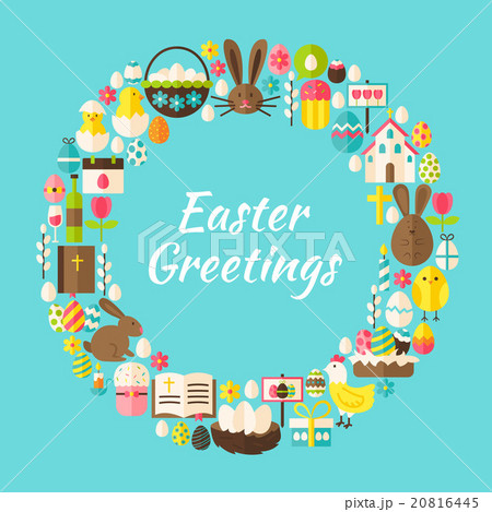 Flat Circle Template Collection of Easter Greeting 20816445