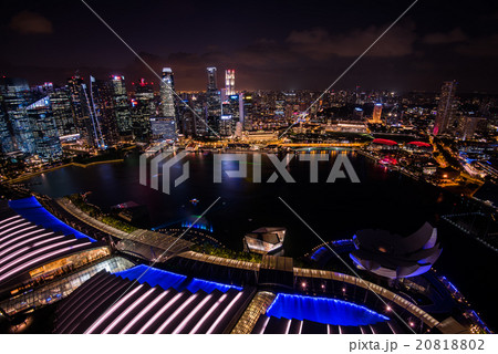 シンガポール マリーナベイサンズからの夜景 シンガポール マリーナベイサンズからの夜景 20818802