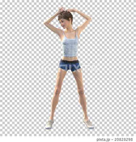 A woman in a summer costume to be posed perming3DCG Illustration material A woman in a summer costume to be posed perming3DCG Illustration material 20828298